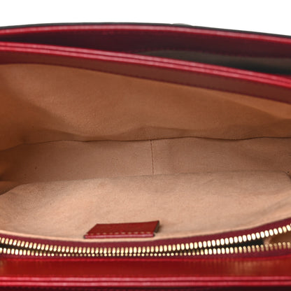 Gucci GG Supreme Monogram Azalea Calfskin Horsebit 1955 Shoulder Bag Beige Ebony New Cherry Red 5 of 11