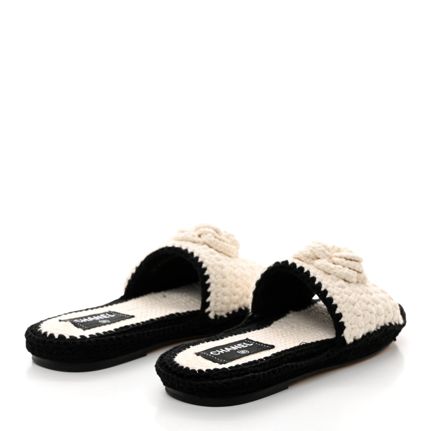 Crochet Mules 38 Ivory Black