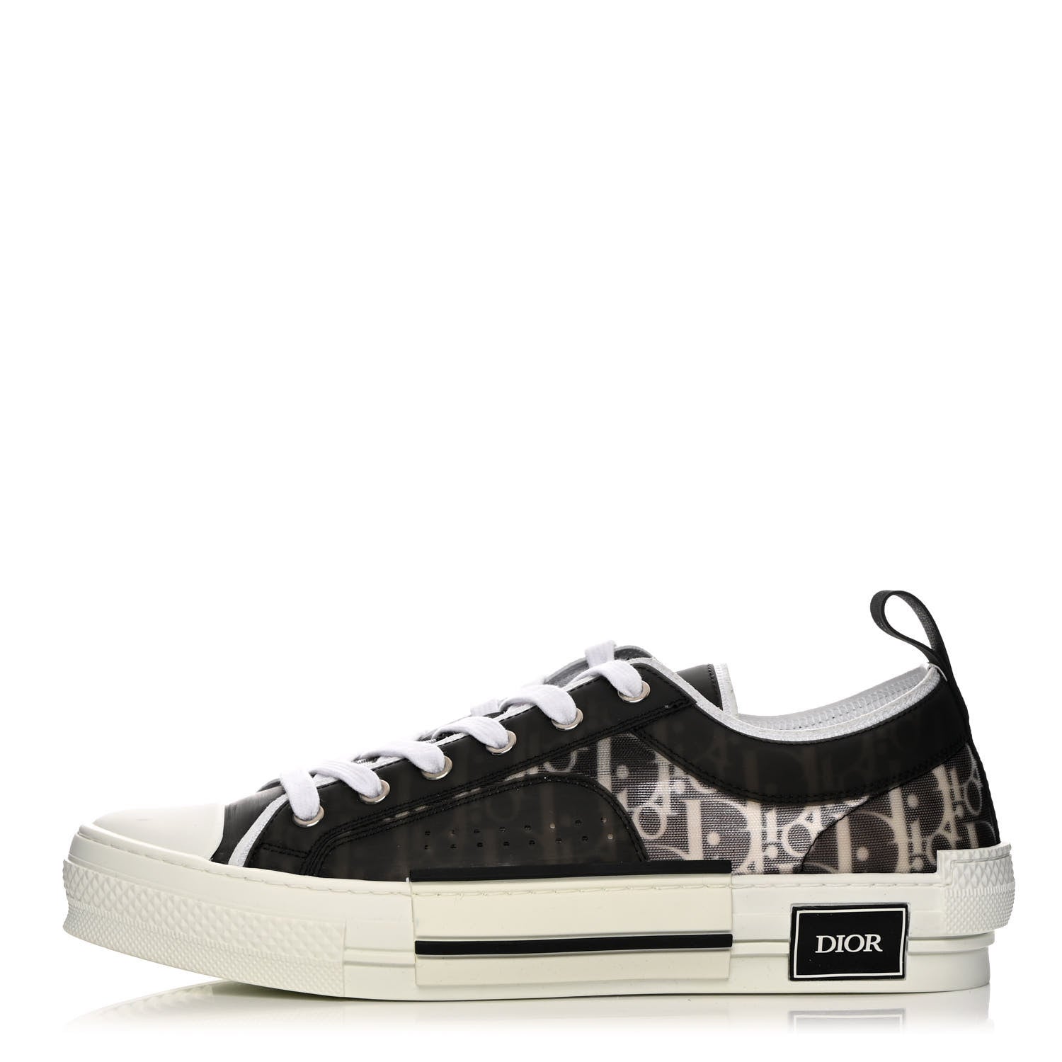 Christian Dior Technical Canvas Mesh Oblique Printed Mens B23 Low Top Sneaker 42 Black Beige 1 of 11