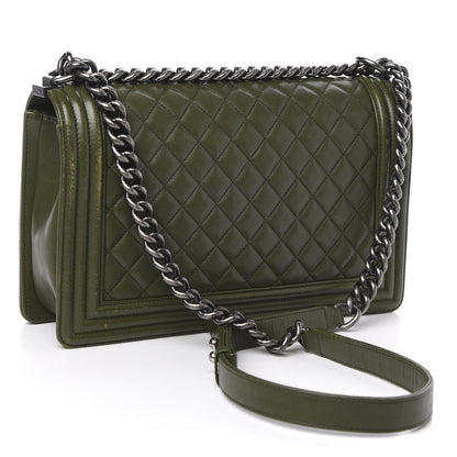 Chanel Lambskin Quilted New Medium Boy Flap Dark Green 3 of 21