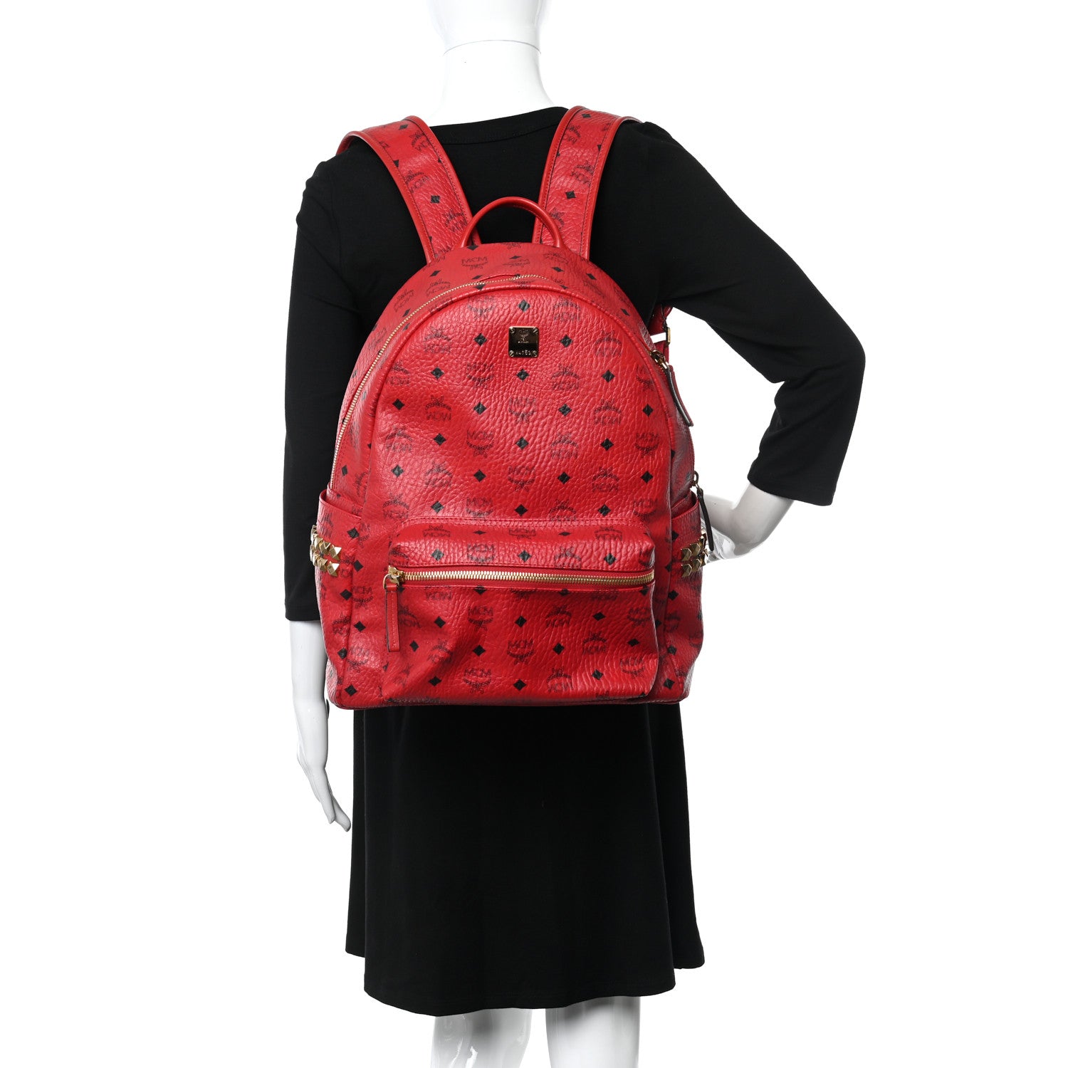 MCM Visetos Medium Side Studs Stark Backpack Ruby Red 2 of 9