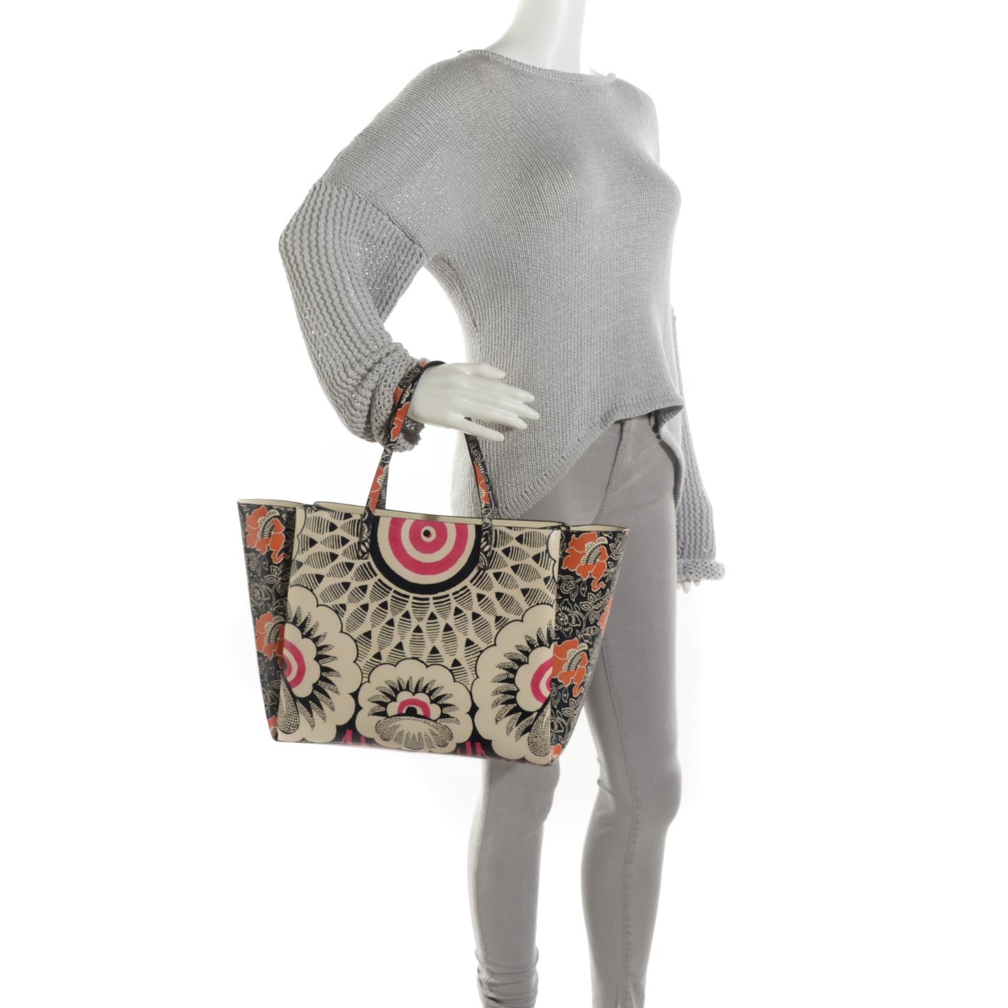 Vitello Mime Covered Tote Green Raspberry
