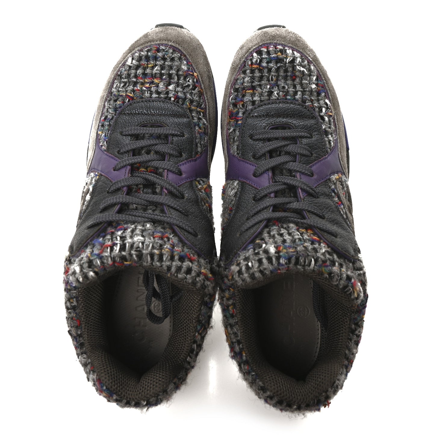 Suede Tweed Goatskin CC Sneakers 40 Grey Purple