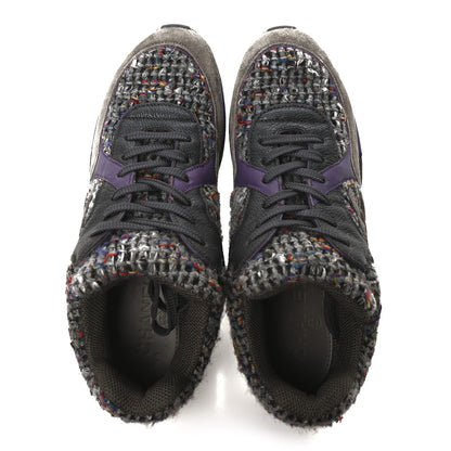 Chanel Suede Tweed Goatskin CC Sneakers 40 Grey Purple 2 of 9