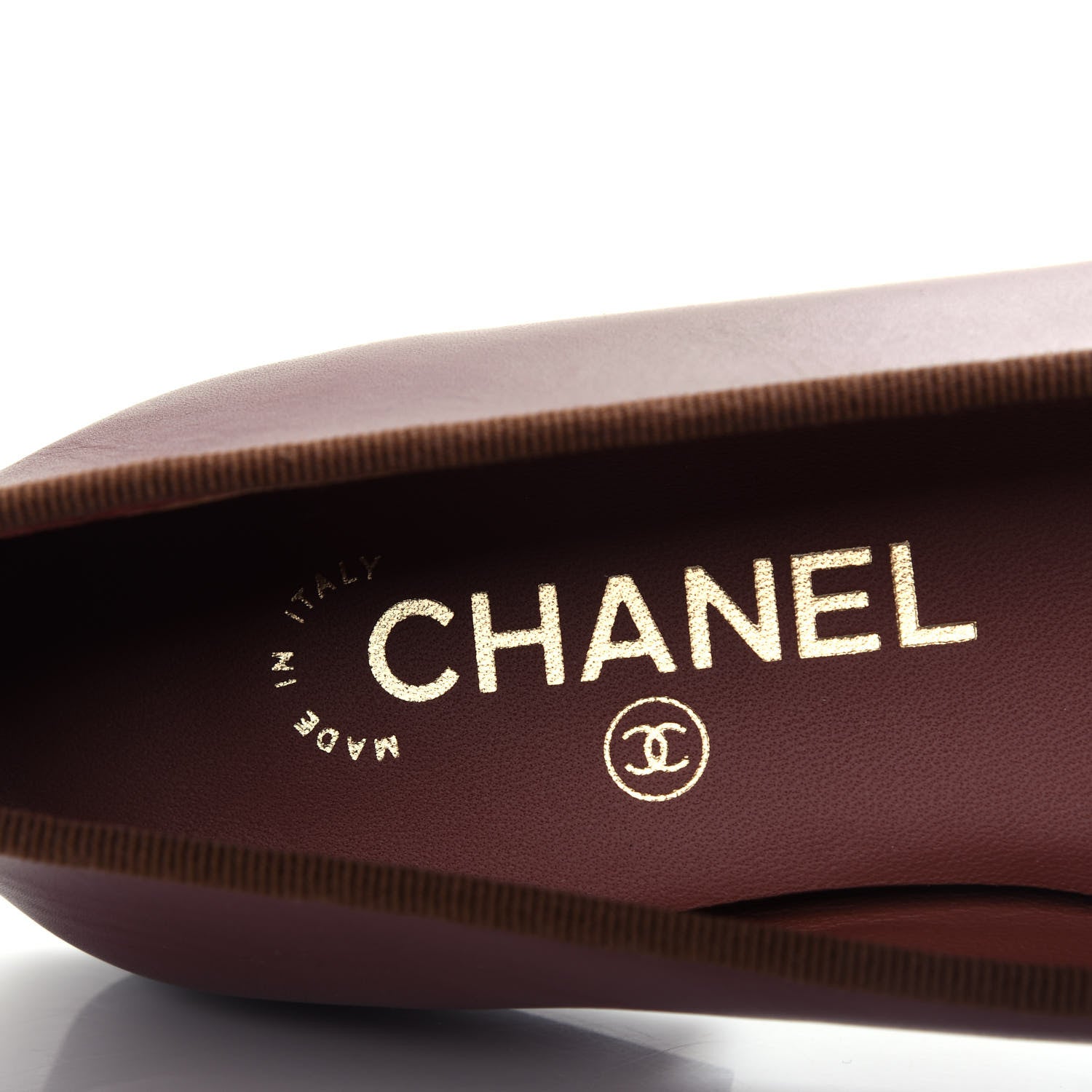 Chanel Lambskin Cap Toe CC Ballerina Flats 37 Burgundy 8 of 11