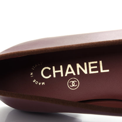 Chanel Lambskin Cap Toe CC Ballerina Flats 37 Burgundy 8 of 11