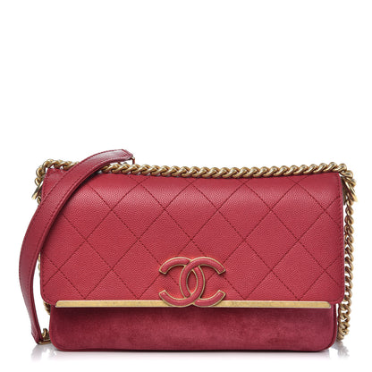 Chanel Grained Calfskin Stitched Small Enamel CC Flap Bag Pink 1 of 8