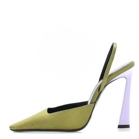 Crepe De Chine Blade 105 Slingback Pumps 37.5 Lime