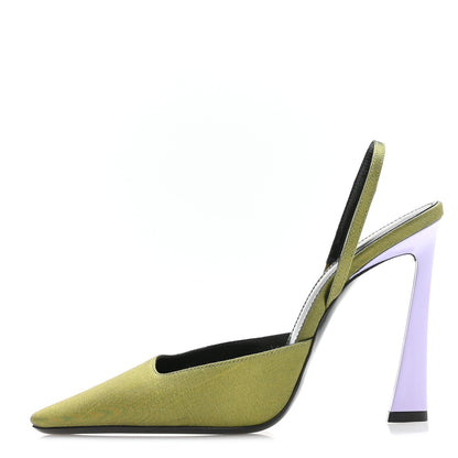 Saint Laurent Crepe De Chine Blade 105 Slingback Pumps 37.5 Lime 1 of 18