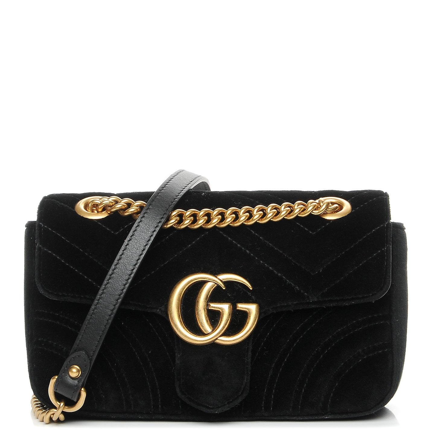 Velvet Matelasse Mini GG Marmont Shoulder Bag Black