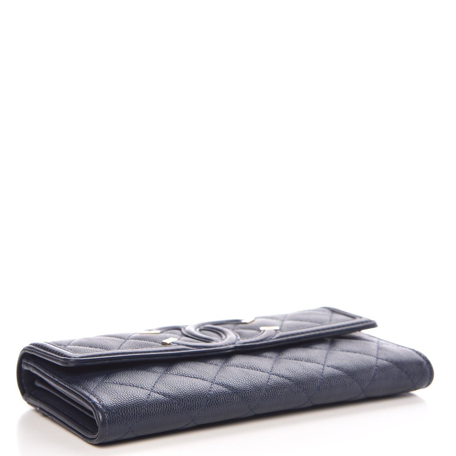 Chanel Caviar Quilted Filigree Flap Wallet Navy 4 of 10