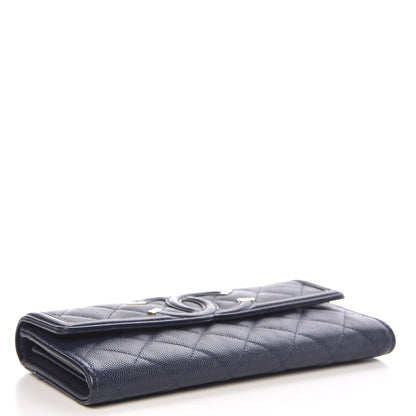 Chanel Caviar Quilted Filigree Flap Wallet Navy 4 of 10