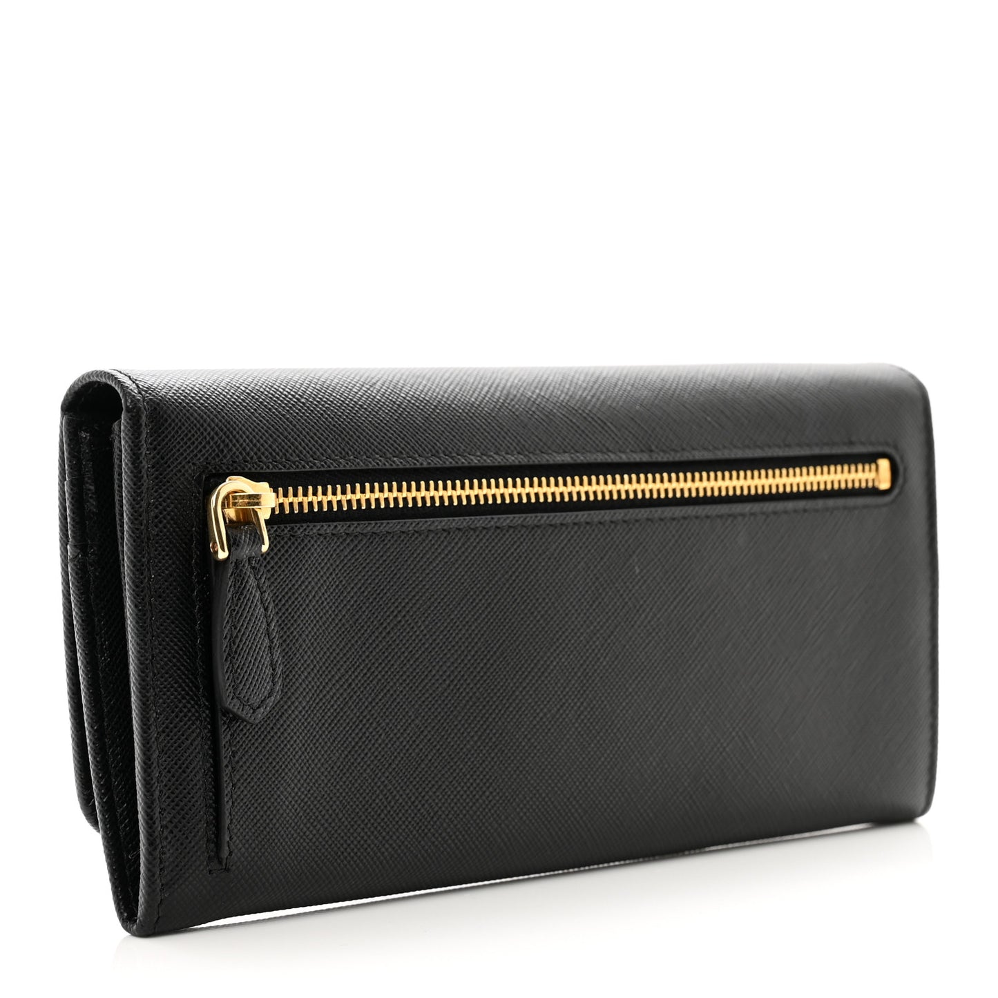 Saffiano Metal Continental Flap Wallet Black