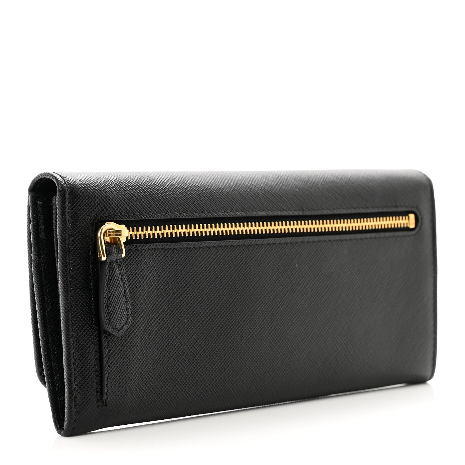 Prada Saffiano Metal Continental Flap Wallet Black 3 of 7