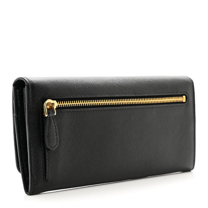 Prada Saffiano Metal Continental Flap Wallet Black 3 of 7