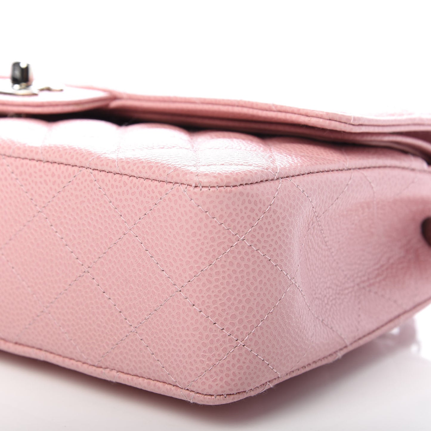 Caviar Quilted Medium Double Flap Pink