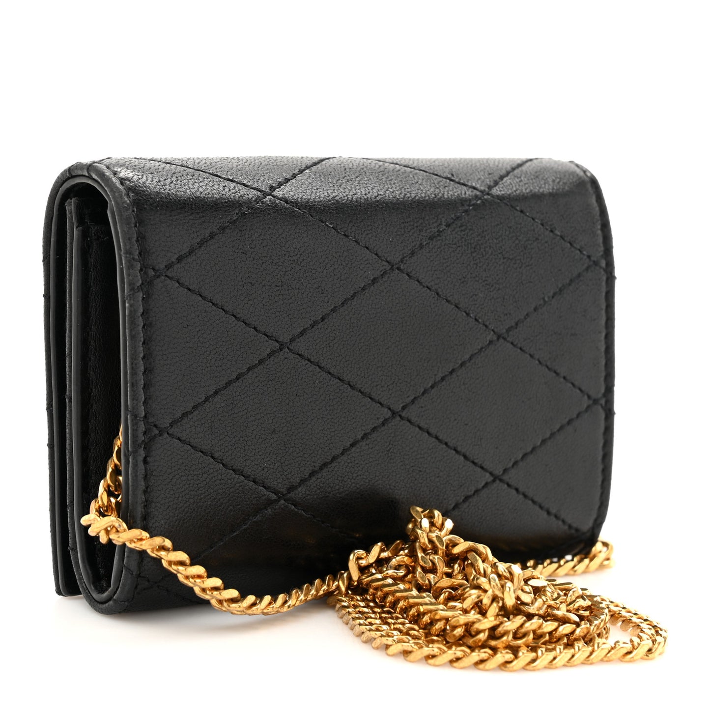Lambskin Quilted Monogram Baby Crossbody Bag Black