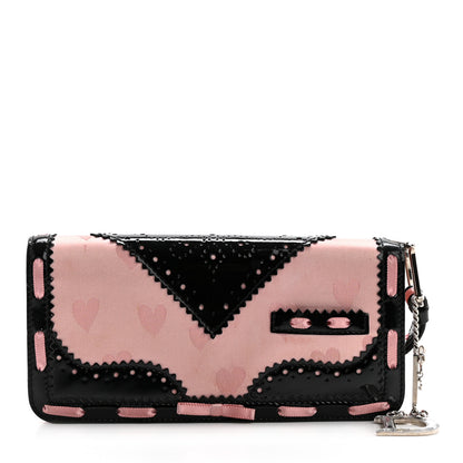 Christian Dior Satin Patent Heart D Trick Clutch Pink Black 1 of 14