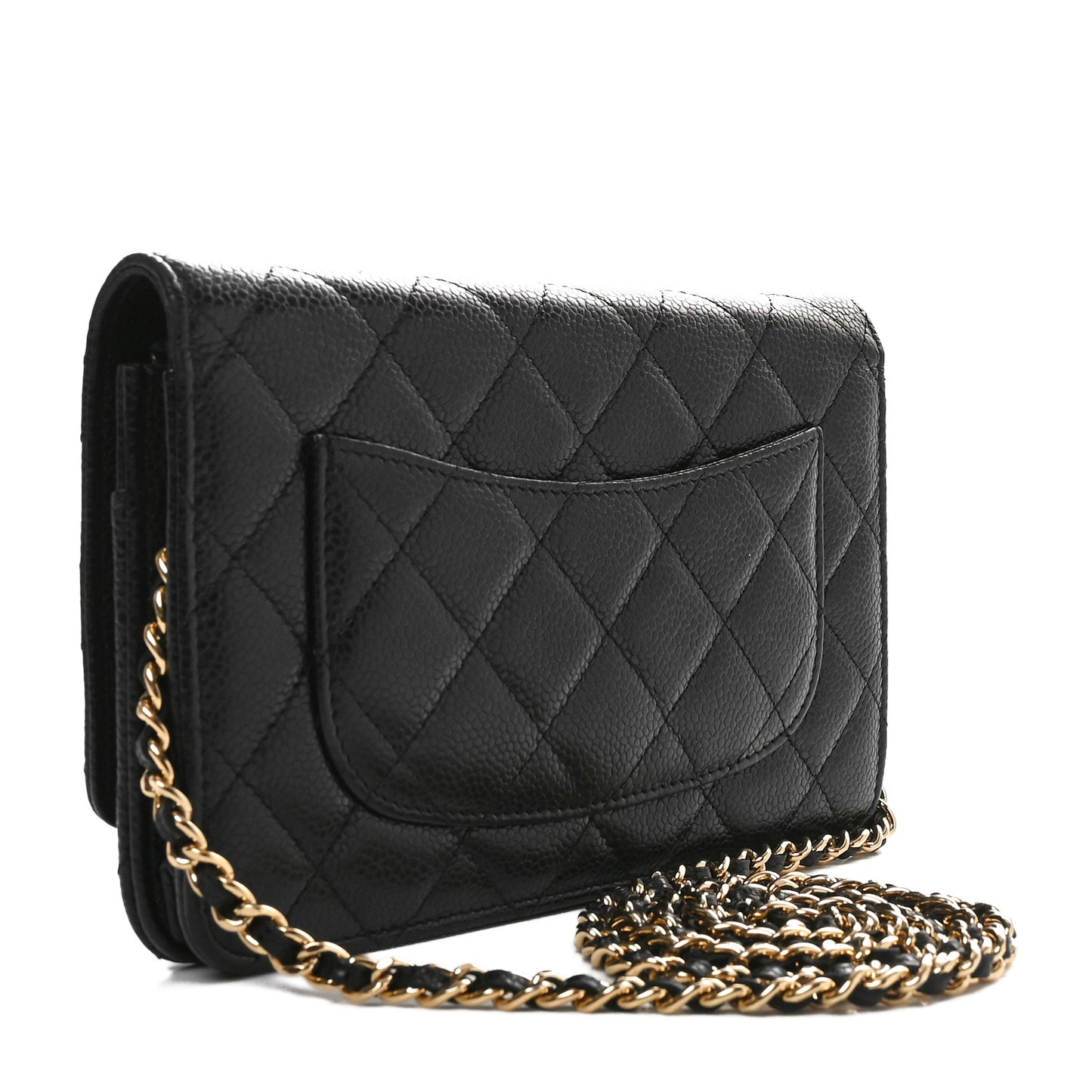 Caviar Quilted Wallet on Chain WOC Black