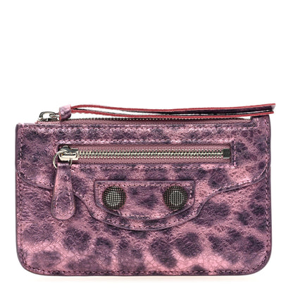 Balenciaga Metallic Agneau Leopard Print Le Cagole Coin Card Holder Pink 1 of 6