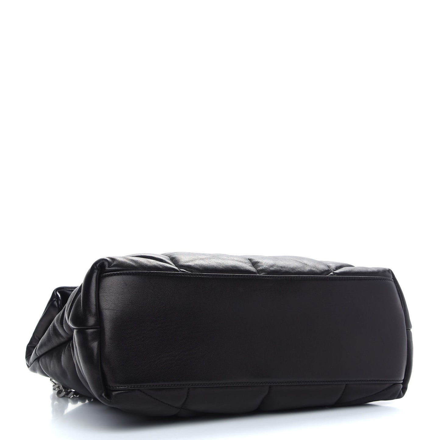Lambskin Quilted Medium Loulou Puffer Monogram Chain Satchel Black