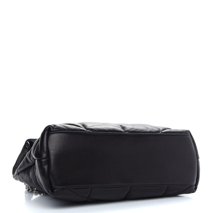 Saint Laurent Lambskin Quilted Medium Loulou Puffer Monogram Chain Satchel Black 4 of 9