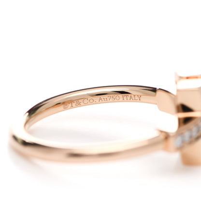 Tiffany 18K Rose Gold Diamond Mother of Pearl T Wire Ring 49 5 4 of 5