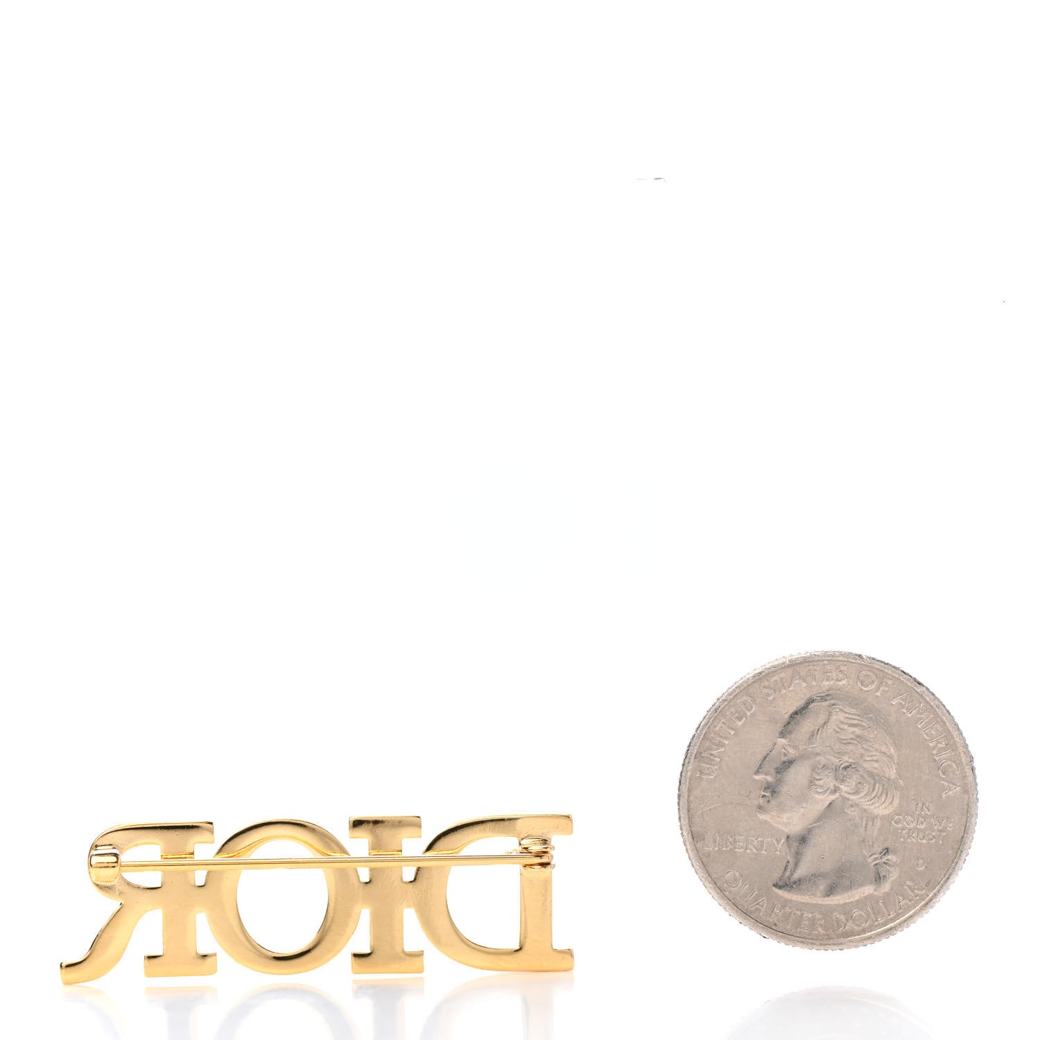 Christian Dior Crystal Dior Logo Brooch Gold 2 of 3