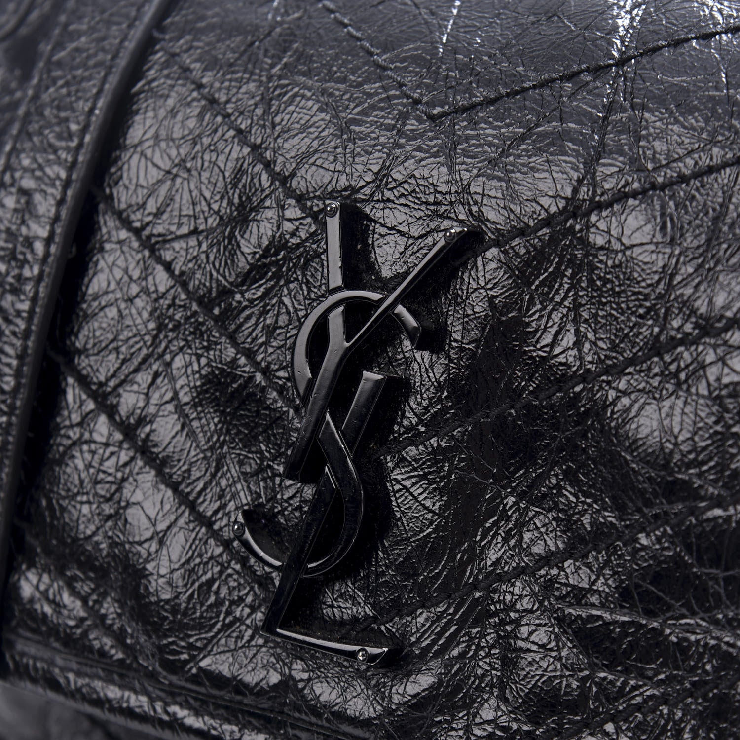 Saint Laurent Crinkled Calfskin Matelasse Monogram Medium Niki Chain Satchel Black 10 of 10