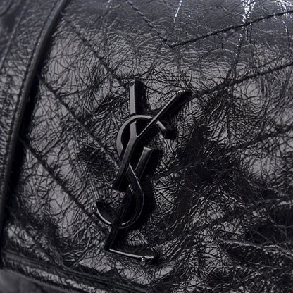 Saint Laurent Crinkled Calfskin Matelasse Monogram Medium Niki Chain Satchel Black 10 of 10