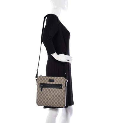Gucci GG Supreme Monogram Flat Messenger Bag Black 2 of 11