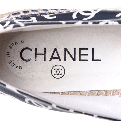 Chanel Lambskin Printed CC Espadrilles 39 Black White 9 of 11