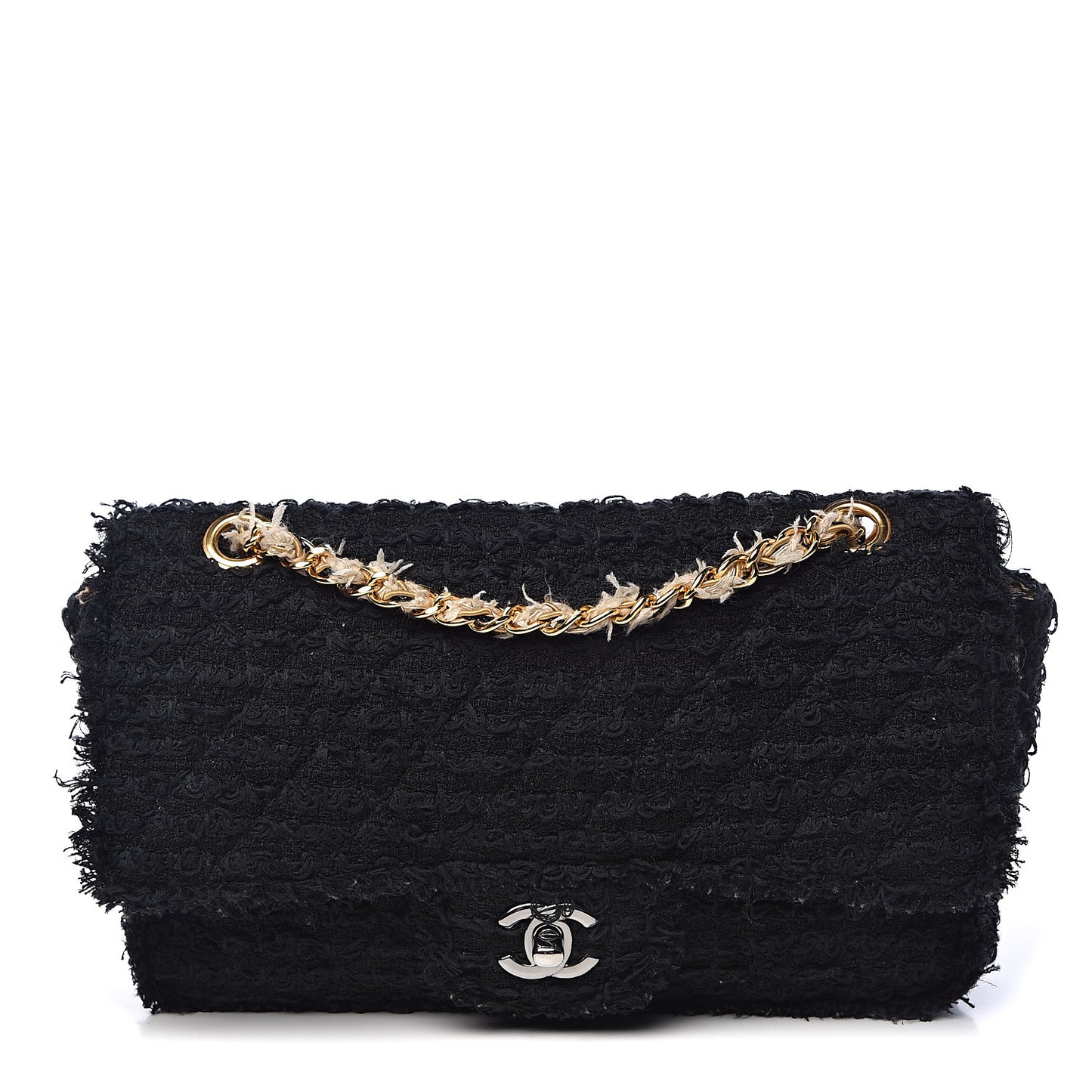 Tweed Quilted Small Flap Black