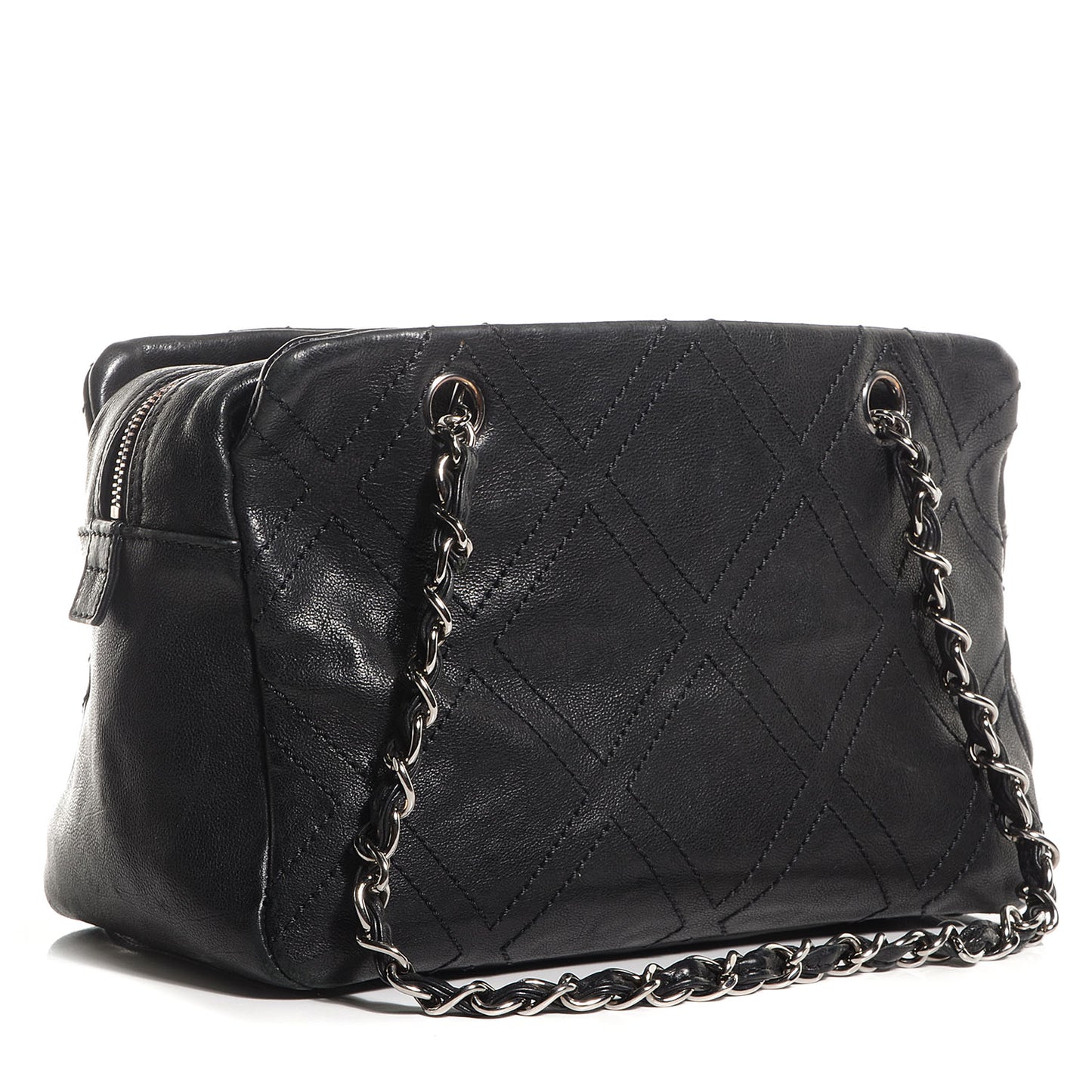 Calfskin Small Diamond Stitch Tote Black