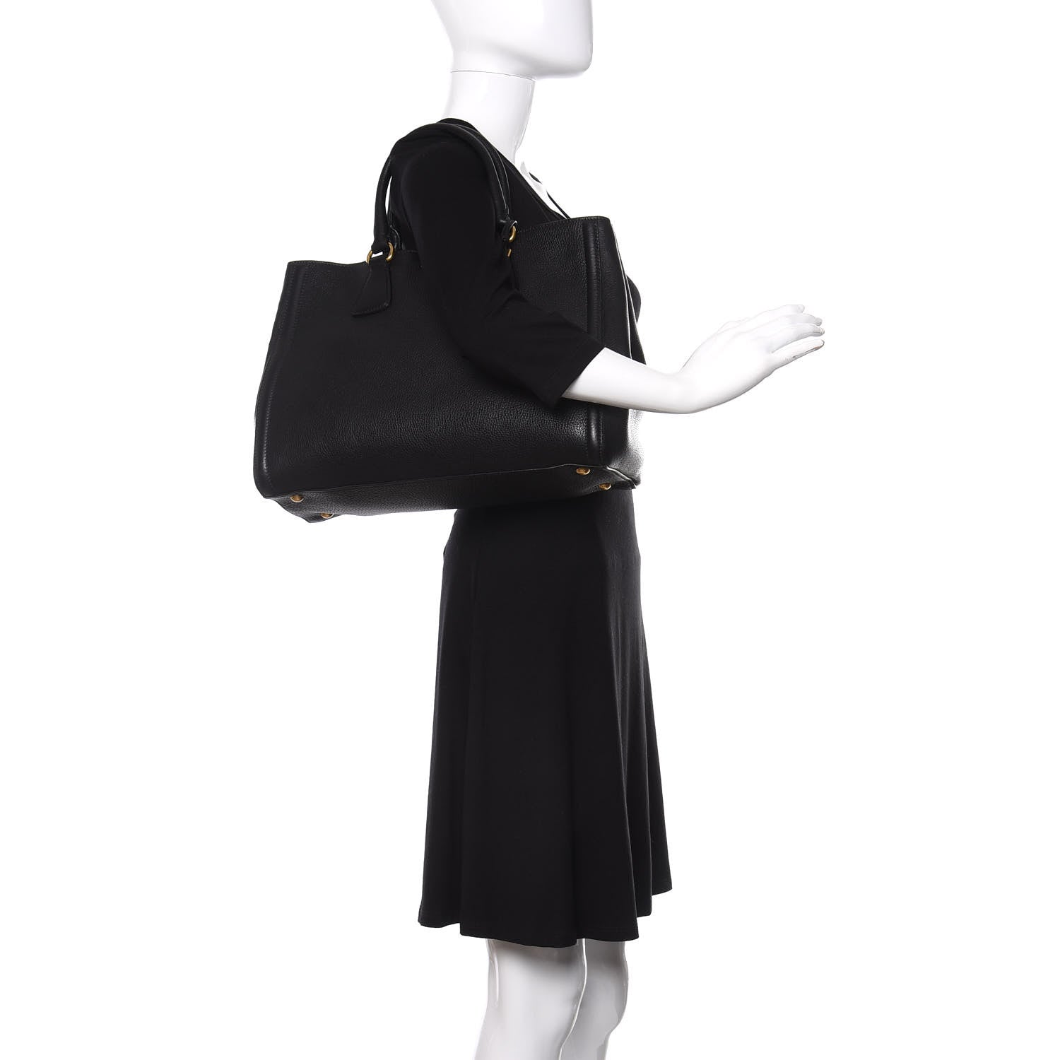 Prada Vitello Daino Large Tote Black 2 of 11