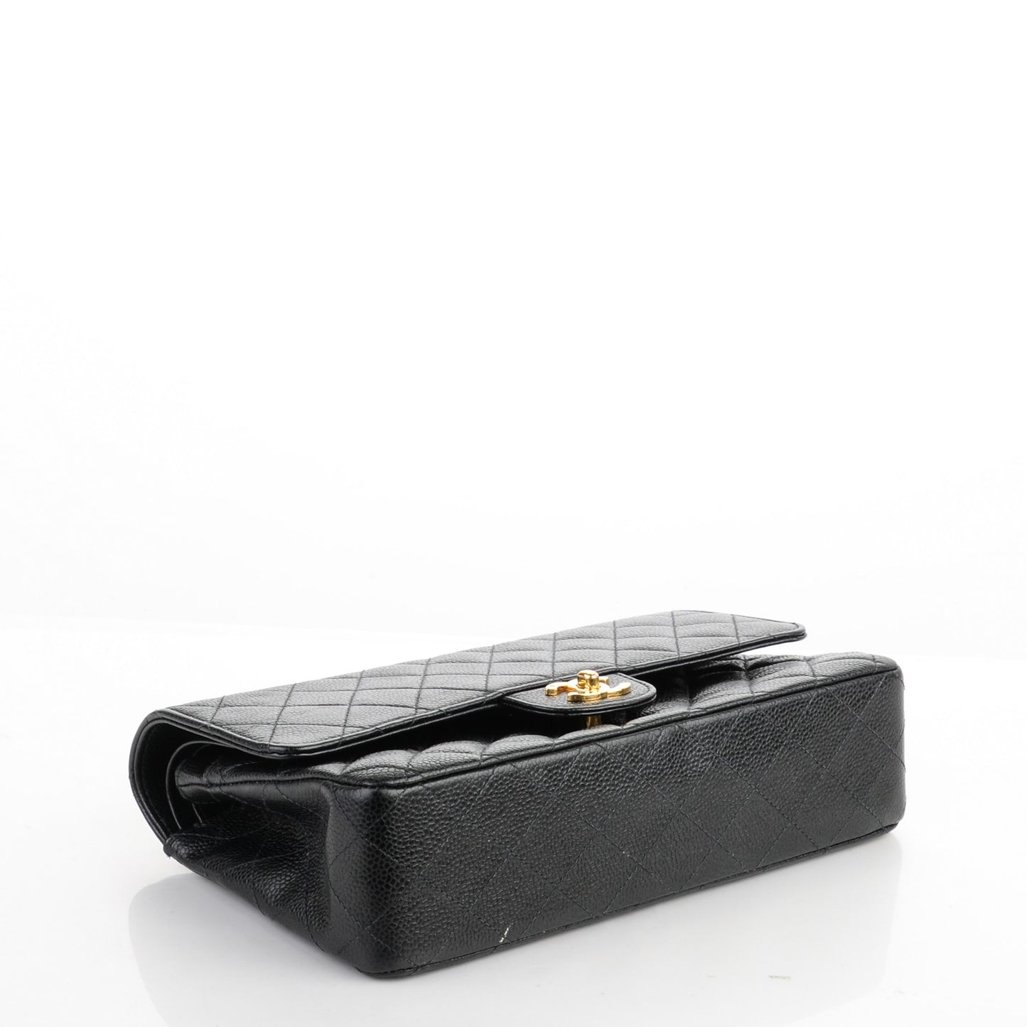 Caviar Quilted Medium Double Flap Black