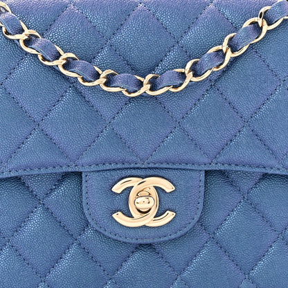 Chanel Iridescent Caviar Quilted Small Double Flap Dark Blue 8 of 11