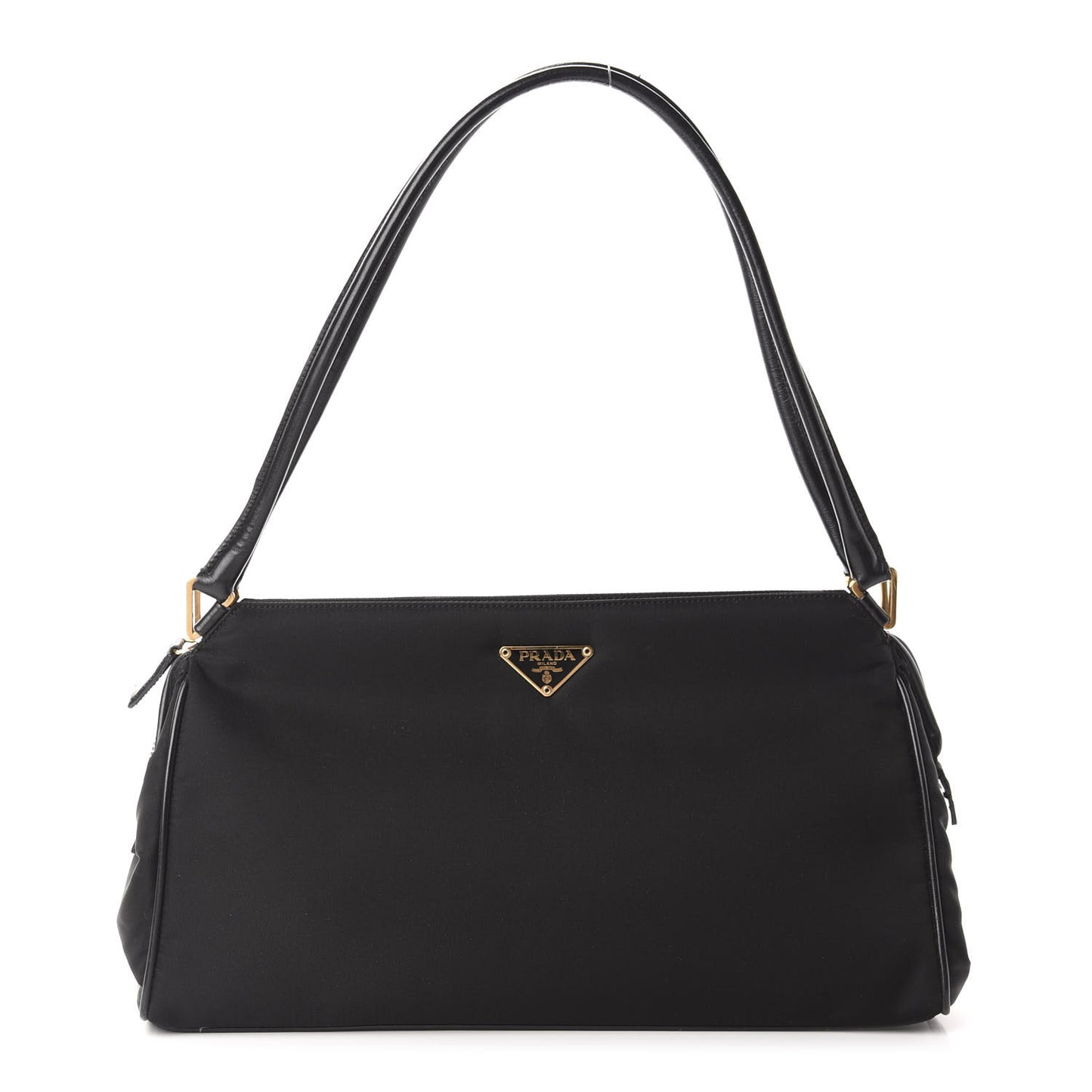 Tessuto Nylon Soft Calfskin Shoulder Bag Black