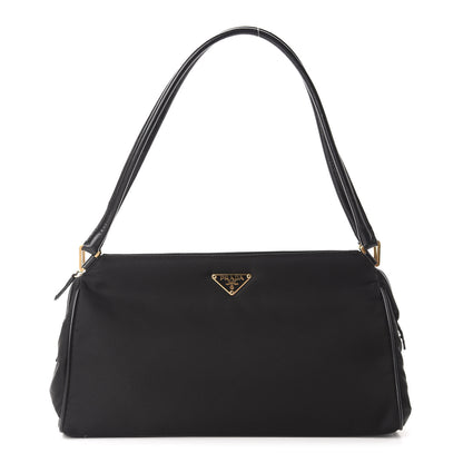 Prada Tessuto Nylon Soft Calfskin Shoulder Bag Black 1 of 11