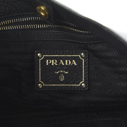 Prada Vitello Daino Side Zip Pocket Hobo Black 8 of 10