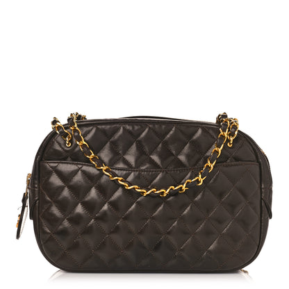 Chanel Lambskin Quilted Camera Case Brown 1 of 12