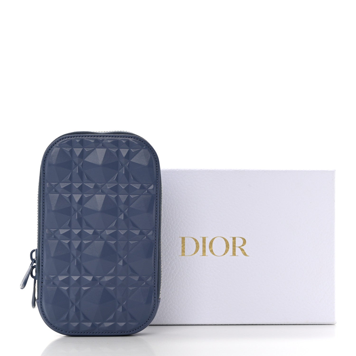 Christian Dior Calfskin Cannage Diamond Cannage Phone Holder Blue 7 of 7