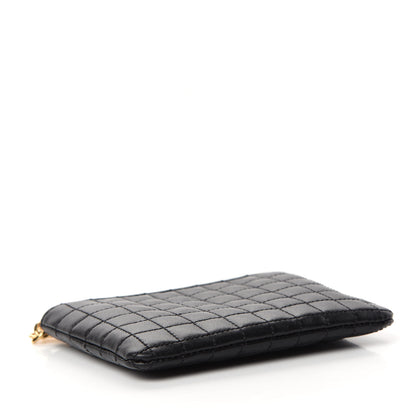 Celine Calfskin Quilted C Charm Coin Card Pouch Black 4 of 8