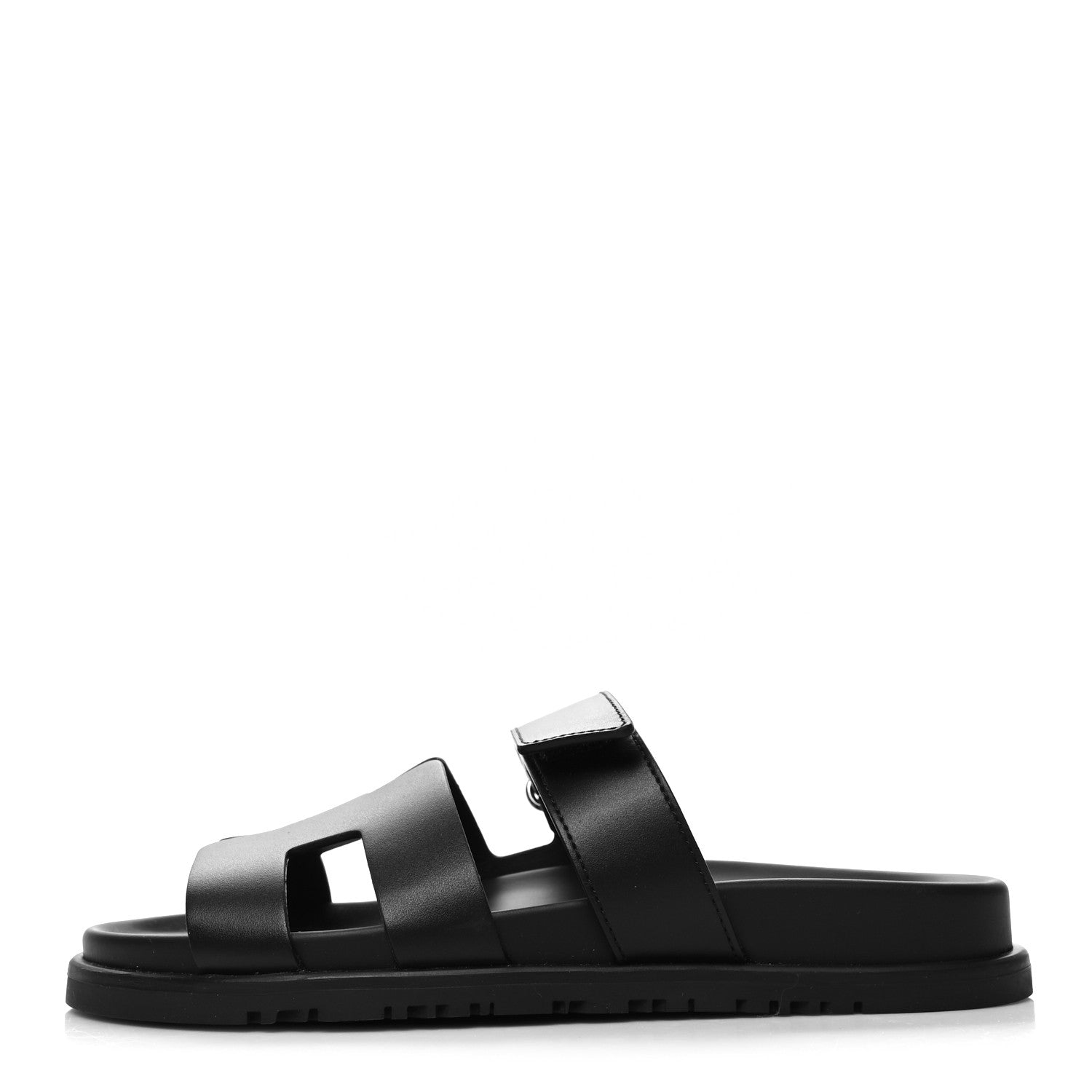 Hermes Calfskin Womens Chypre Sandals 38 Black 1 of 9