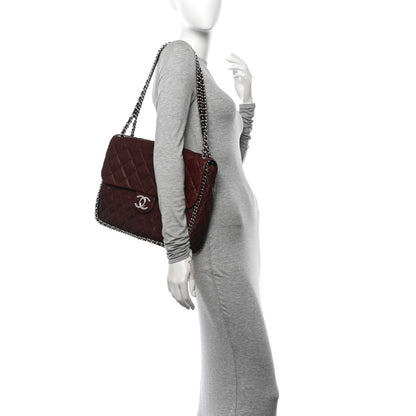 Chanel Washed Lambskin Quilted Chain Around Maxi Flap Dark Brown 2 of 10