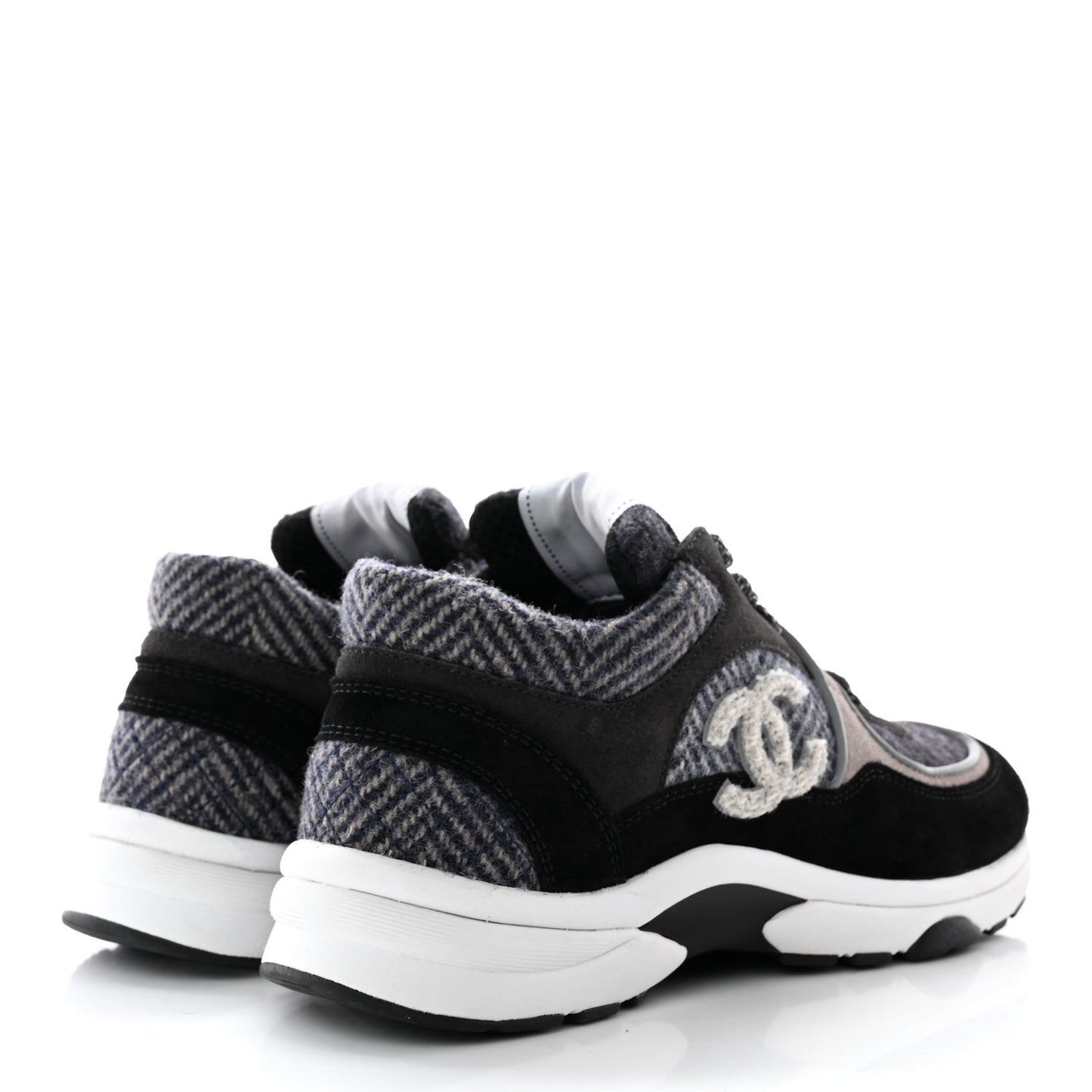 Tweed Suede Womens CC Sneakers 36 Black Grey