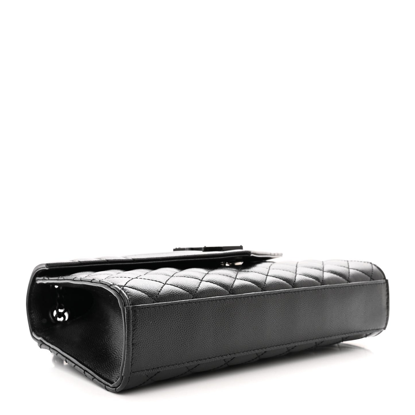 Grain De Poudre Textured Mixed Matelasse Triquilt Medium Monogram Monochrome Satchel Black