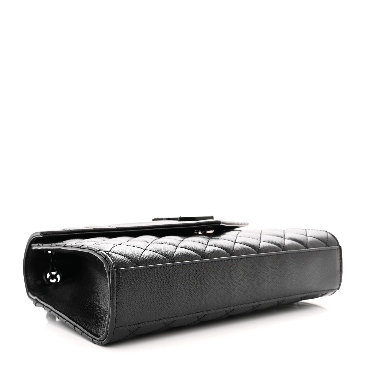 Saint Laurent Grain De Poudre Textured Mixed Matelasse Triquilt Medium Monogram Monochrome Satchel Black 4 of 11