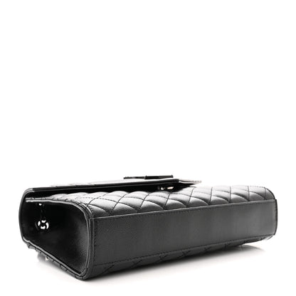 Saint Laurent Grain De Poudre Textured Mixed Matelasse Triquilt Medium Monogram Monochrome Satchel Black 4 of 11