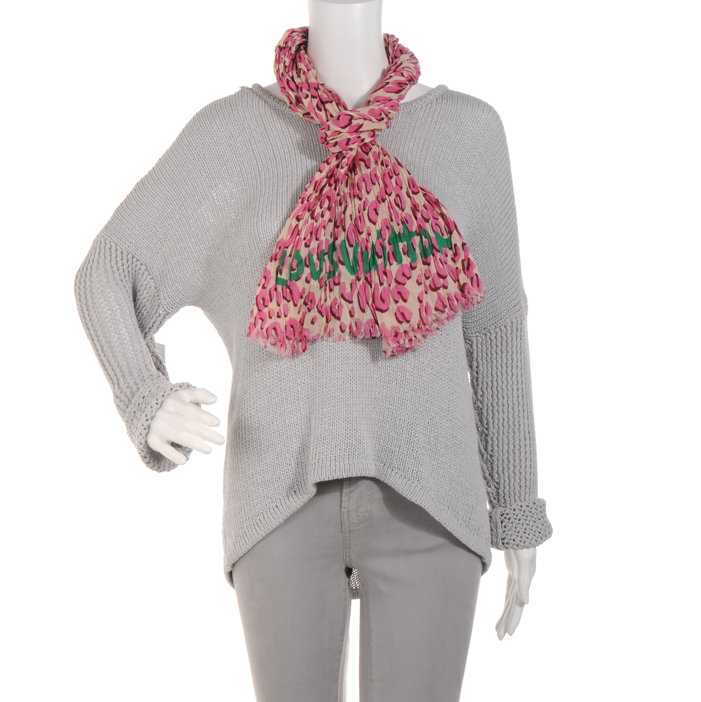 Cotton Leopard Scarf Blanc Corail